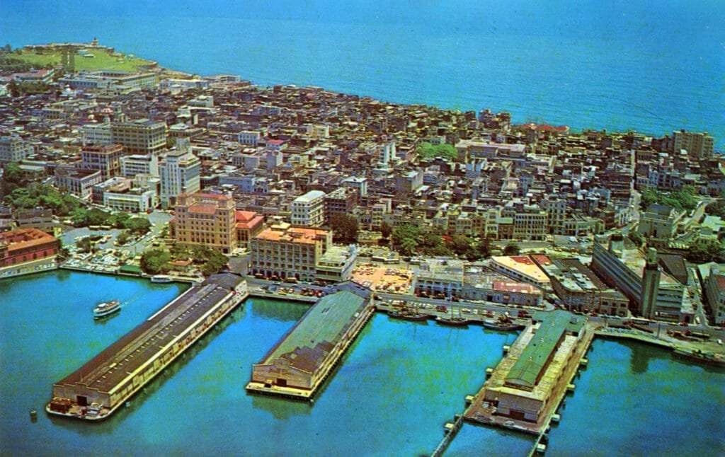 Caribbean Princess San Juan aerial view of the cruise port and Old San Juan