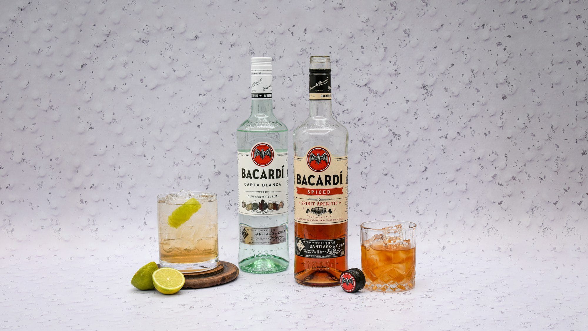 Bacardí rum bottles and tropical cocktails — popular Puerto Rico shore-excursion drink